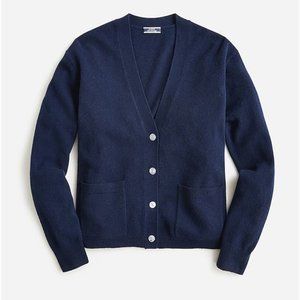 J.Crew $158 Cashmere Patch Pocket Cardigan Sweater Navy Size XXS BF016 LIKE NEW